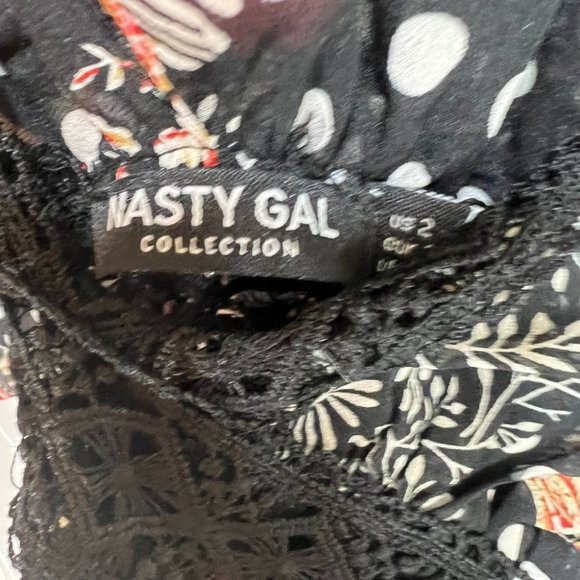NWT Nasty Gal Black Floral Spot Mix Maxi Dress $80 - Picture 7 of 7